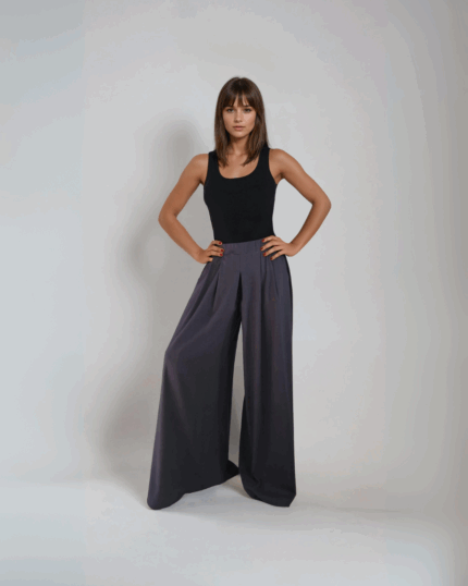 Tara Ultra Wide Leg Pleated Trousers